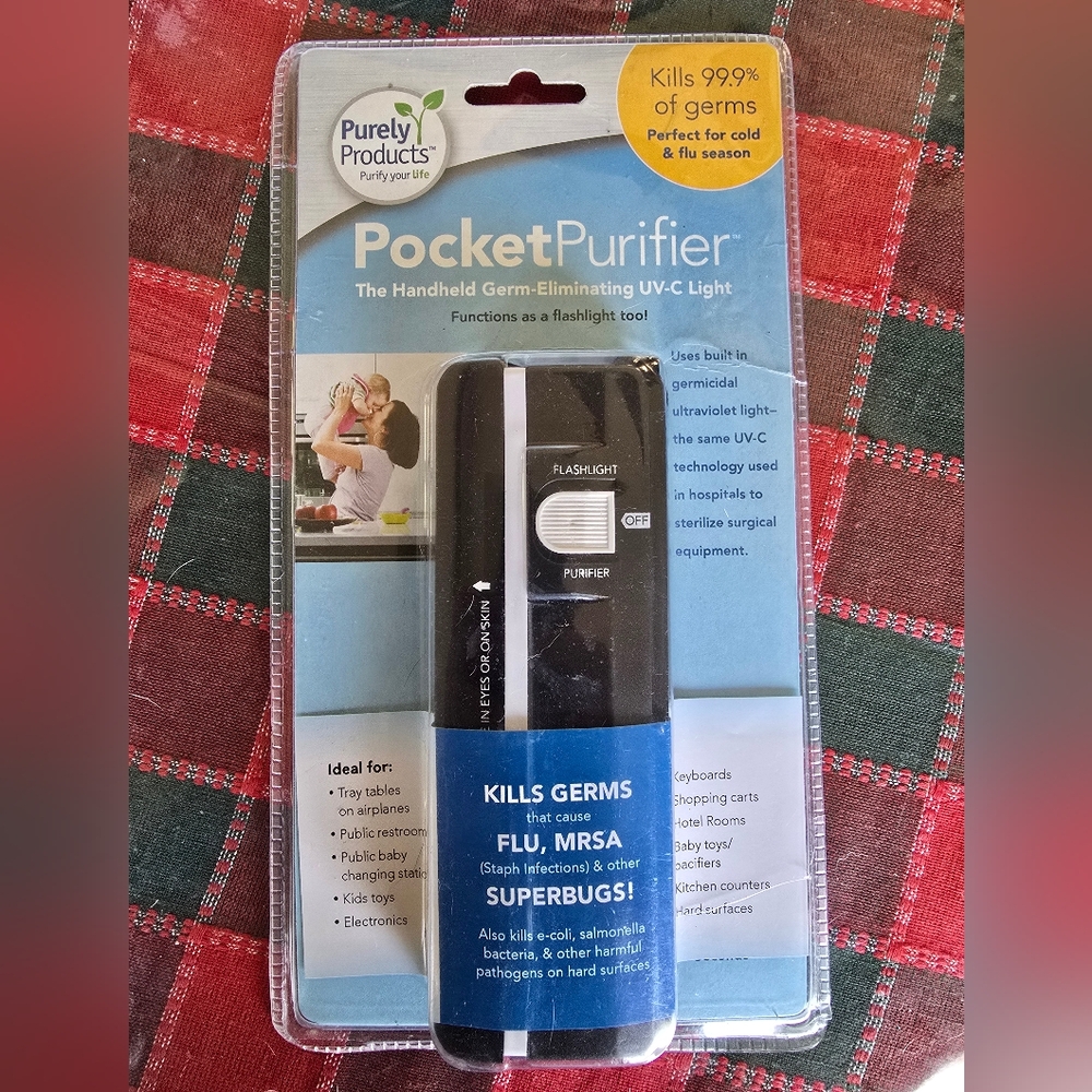 Pocket Purifier Germ Eliminating UV-C Handheld Light Kills 99.9% of Germs SEALED